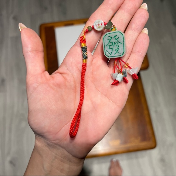 Mixed vintage jewelry lot carved jade & hard stone gemstone Chinese - Picture 6 of 8